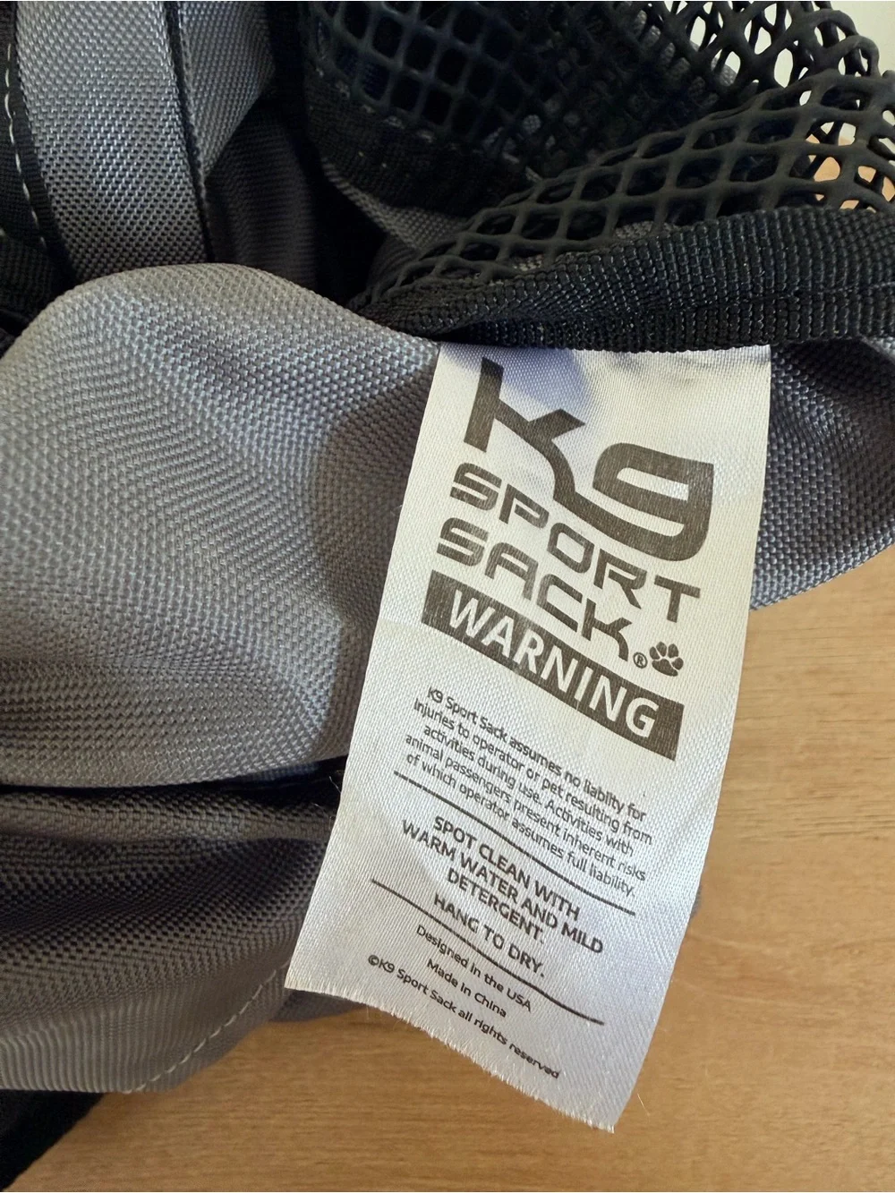 K9 Sport Sack Dog Backpack Carrier Gray Black Size Large